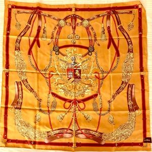 Lancel—Gold & Red Crest Scarf
